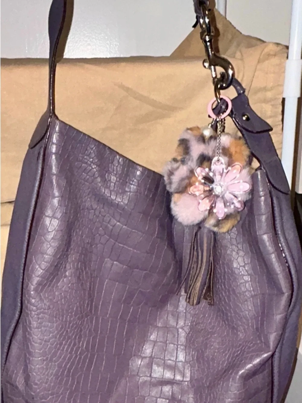 Coach Avery Embossed Croc Hobo Bag, Authentic Coach charm added. - Picture 12 of 13